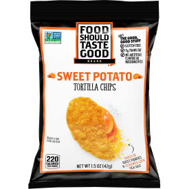 United Stationers Supply GEM81237 Food Should Taste Good™ Tortilla Chips, Sweet Potato with Sea Salt, 1.5 oz, 24/Carton image.