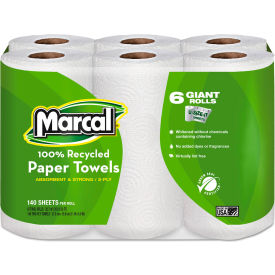 Marcal Small Steps 100 Premium Recycled Giant Roll Towels 5-3/4" X 11" 6 Rolls/Pack - MRC6181PK 
