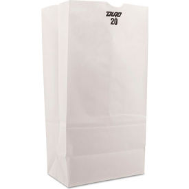 United Stationers Supply BAGGW20500 Duro Bag Paper Grocery Bags, #20, 8-1/4"W x 5-5/16"D x 16-1/8"H, White, 500/Pack image.