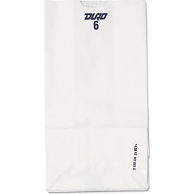 United Stationers Supply BAGGW6500 Duro Bag Paper Grocery Bags, #6, 6"W x 3-5/8"D x 11-1/16"H, White, 500/Pack image.