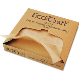 United Stationers Supply BGC 300897 Bagcraft™ EcoCraft Grease Resistant Paper Wraps and Liners, 12"L x 12"W, Natural, Pack of 5000 image.