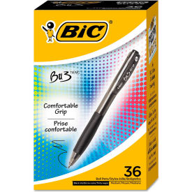 Bic Corporation BU3361-BLK BIC® BU3 Retractable Ballpoint Pen, Medium 1 mm, Black Ink/Barrel, 36/Pack image.