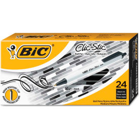 Bic Corporation CSM241-BK BIC® Clic Stic Retractable Ballpoint Pen, Medium 1 mm, Black Ink, White Barrel, 24/Pack image.
