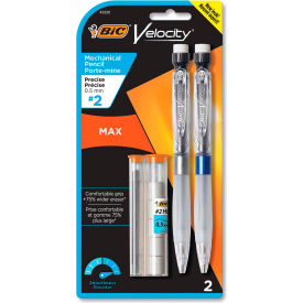 Bic Corporation MPMX5P21 BIC® Velocity Max Pencil, 0.5 mm, HB (#2), Black Lead, Gray Barrel, 2/Pack image.
