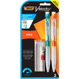 Bic Corporation MPMX9P21 BIC® Velocity Max Pencil, 0.9 mm, HB (#2), Black Lead, Assorted Barrel Colors, 2/Pack image.