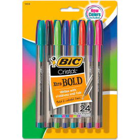 Bic Corporation MSBAPP241AST BIC® Cristal Xtra Bold Stick Ballpoint Pen, Bold 1.6mm, Assorted Ink/Barrel, 24/Pack image.