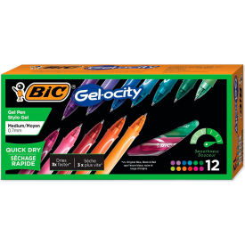 Bic Corporation RGLCGA11AST BIC® Gel-ocity Quick Dry Retractable Gel Pen, 0.7mm, Assorted Ink/Barrel, 12/Pack image.