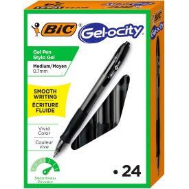 Bic Corporation RLC241-BK BIC® Gel-ocity Retractable Gel Pen, Medium 0.7mm, Black Ink/Barrel, 24/Pack image.