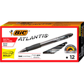 Bic Corporation VLGB11-BK BIC® Velocity Atlantis Bold Retractable Ballpoint Pen, 1.6mm, Black Ink, Smoke Barrel, Dozen image.
