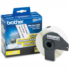 Brother International Corp DK1201 Brother® Die-Cut Address Labels, 1.1" x 3.5", White, 400/Roll image.