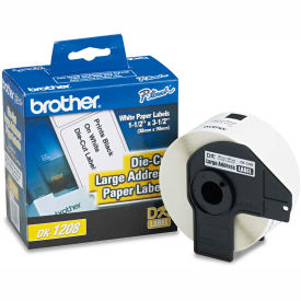 Brother International Corp DK1208 Brother® Die-Cut Address Labels, 1.4" x 3.5", White, 400/Roll image.