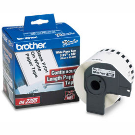 Brother International Corp DK2205 Brother® Continuous Paper Label Tape, 2.4" x 100ft Roll, White image.