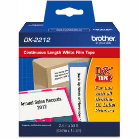 Brother International Corp DK2212 Brother® Continuous Film Label Tape, 2.4" x 50ft Roll, White image.