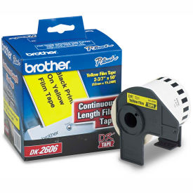 Brother International Corp DK2606 Brother® Continuous Film Label Tape, 2-3/7" x 50ft Roll, Yellow image.