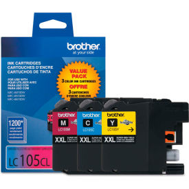 Brother LC1053PKS, LC-105, Innobella Super High-Yld Ink, 1200 Pg-Yld, CMY, 3/Pk Brother LC1053PKS, LC-105, Innobella Super High-Yld Ink, 1200 Pg-Yld, CMY, 3/Pk