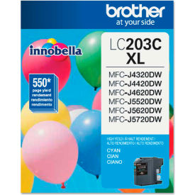 Brother LC203C (LC-203C) High-Yield Ink, 550 Page-Yield, Cyan