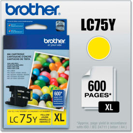 Brother LC75Y (LC-75Y) Innobella High-Yield Ink, 600 Page-Yield, Yellow