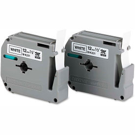 Brother International Corp M2312PK Brother® P-Touch® M Series Tape Cartridges, 1/2"W, Black on White, 2/Pack image.