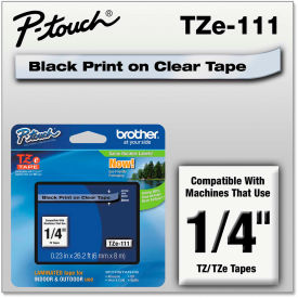 Brother International Corp TZE111 Brother® P-Touch® TZe Labeling Tape, 1/4"W, Black on Clear image.