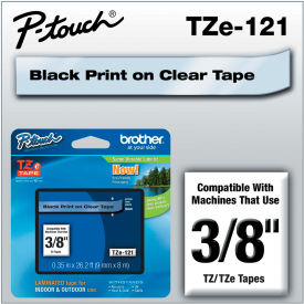 Brother International Corp TZE121 Brother® P-Touch® TZe Labeling Tape, 3/8"W, Black on Clear image.