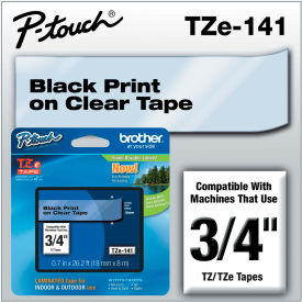Brother International Corp TZE141 Brother® P-Touch® TZe Labeling Tape, 3/4"W, Black on Clear image.