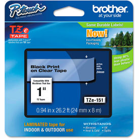 Brother International Corp TZE151 Brother® P-Touch® TZe Labeling Tape, 1"W, Black on Clear image.