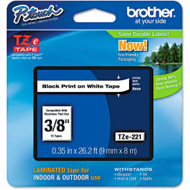 Brother International Corp TZE221 Brother® P-Touch® TZe Labeling Tape, 3/8"W, Black on White image.