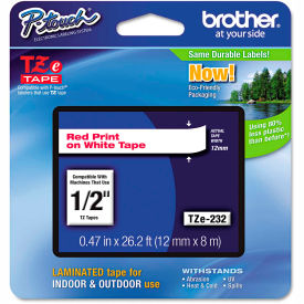 Brother International Corp TZE232 Brother® P-Touch® TZe Labeling Tape, 1/2"W, Red on White image.