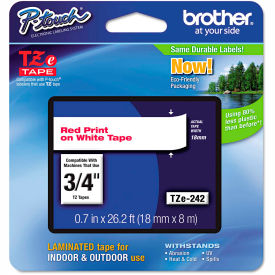 Brother International Corp TZE242 Brother® P-Touch® TZe Labeling Tape, 3/4"W, Red on White image.