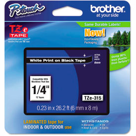 Brother International Corp TZE315 Brother® P-Touch® TZe Labeling Tape, 1/4"W, White on Black image.