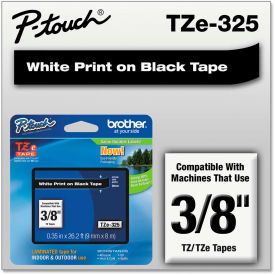 Brother International Corp TZE325 Brother® P-Touch® TZe Labeling Tape, 3/8"W, White on Black image.