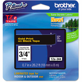 Brother International Corp TZE344 Brother® P-Touch® TZe Labeling Tape, 3/4"W, Gold on Black image.