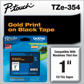 Brother International Corp TZE354 Brother® P-Touch® TZe Labeling Tape, 1"W, Gold on Black image.
