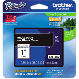 Brother International Corp TZE355 Brother® P-Touch® TZe Labeling Tape, 1"W, White on Black image.