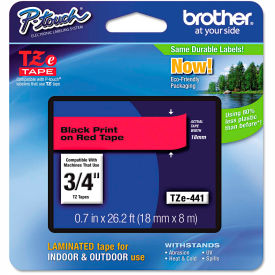 Brother International Corp TZE441 Brother® P-Touch® TZe Labeling Tape, 3/4"W, Black on Red image.