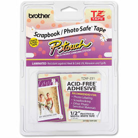 Brother International Corp TZEAF231 Brother® P-Touch® TZ Photo-Safe Tape Cartridge, 1/2"W, Black on White image.