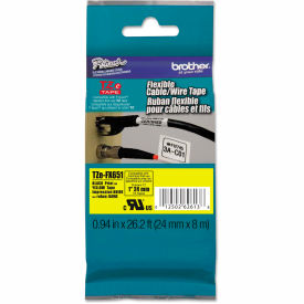 Brother International Corp TZEFX651 Brother® P-Touch® TZe Flexible Tape Cartridge, 1in x 26.2ft, Black on Yellow image.