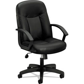 Hon Company BSXVL601SB11 HON® Executive High-Back Leather Chair - Black - HVL601 Series image.