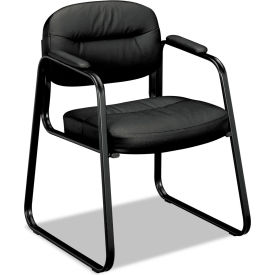United Stationers Supply HVL653.SB11 HON® HVL653 Leather Guest Chair, Black image.
