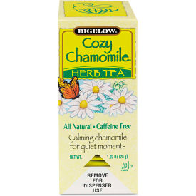 Bigelow Tea Co. BTC00401 Bigelow® Caffeine-Free Herbal Tea, Cozy Chamomile, 8 Oz Single Cup Bags, 28/Box image.