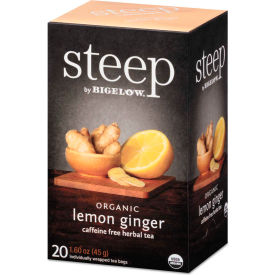 Bigelow Tea Co. RCB17704 Bigelow® steep Tea, Lemon Ginger, 1.6 oz Tea Bag, 20/Box image.