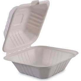 United Stationers Supply HL-66BW Boardwalk® Bagasse Food Container, 6"L x 6"W x 3-3/16"H, Pack of 500 image.