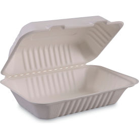 United Stationers Supply HL-96BW Boardwalk® Bagasse Food Container, 9"L x 6"W x 3-3/16"H, Pack of 250 image.