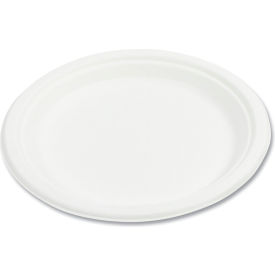 United Stationers Supply PL-09BW-NPFA Boardwalk® Bagasse PFAS-Free Dinnerware, Plate, 9" Diameter, White, 500/Carton image.