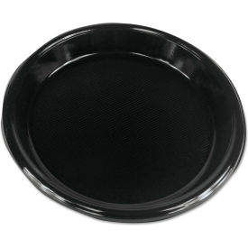 United Stationers Supply BWKPLHIPS10BL Boardwalk® Hi-Impact Plastic Dinnerware, Plate, 10" Dia., Black, Pack of 500 image.