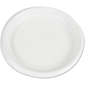 United Stationers Supply BWKPLTHIPS9WH Boardwalk® Hi Impact Plastic Dinnerware Plate, 9" Dia., White, Pack of 500 image.