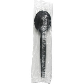 United Stationers Supply BWKSSHWPSBIW Boardwalk® Heavyweight Wrapped Soup Spoon, Polystyrene, Black, Pack of 1000 image.