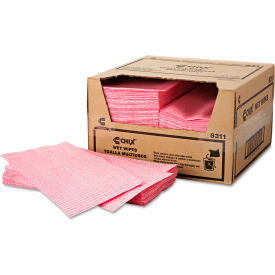 United Stationers Supply CHI 8311 Chix® Wet Wipes, 11-1/2" x 24", White/Pink, 200/Case image.