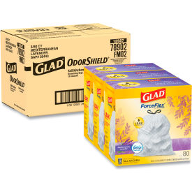 United Stationers Supply 78902 Glad® OdorShield Tall Kitchen Drawstring Bags, 13 Gal, 0.95 mil, Lavendar, White, 240/Case image.