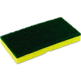 United Stationers Supply SS650/24 Continental® Medium-Duty Sponge N Scrubber, Yellow/Green, 24 Sponges image.